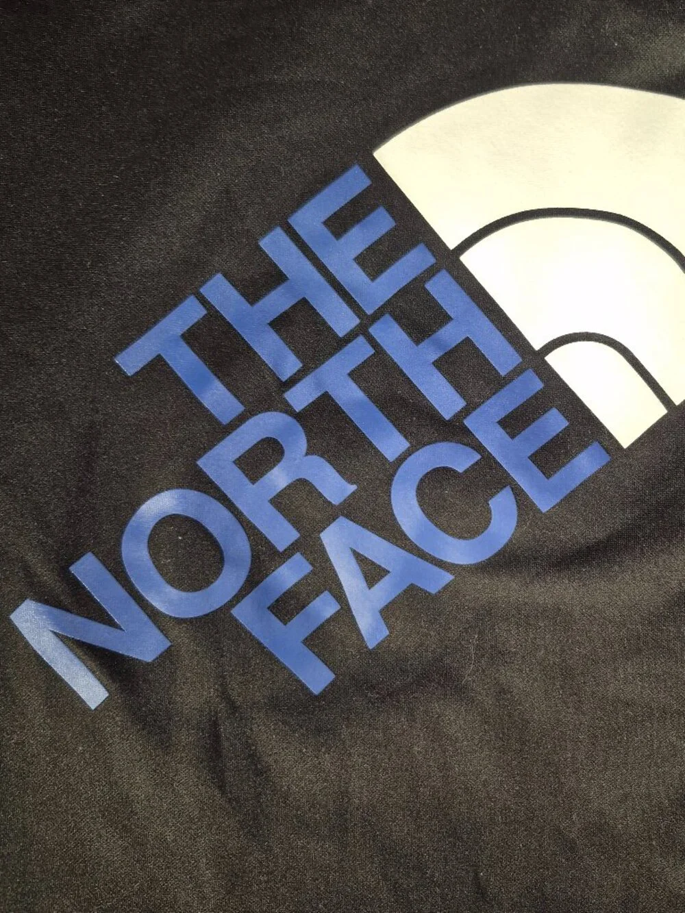 The North Face Mens Medium Hoodie Black Blue Big Logo Pullover